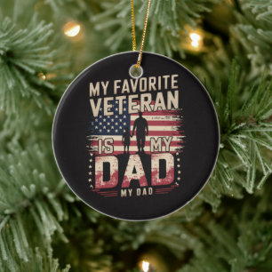 Dad Father's Day My Favourite Veteran Ceramic Tree Decoration
