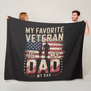 Dad Father's Day My Favourite Veteran Fleece Blanket