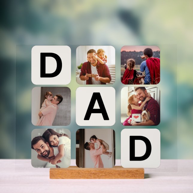 Dad Father's Day Photo Collage Acrylic Sign (Neutral)