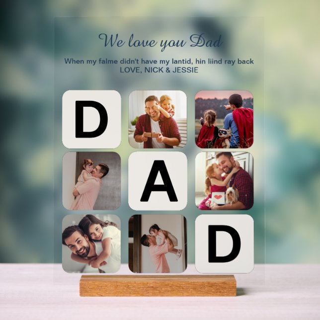 Dad Father's Day Photo Collage Acrylic Sign (Neutral)