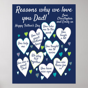 Dad Fathers Day Reasons We Love Gift Poster