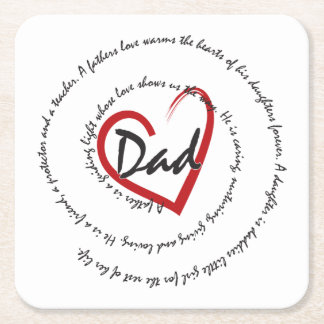 Dad - Fathers Day Square Paper Coaster