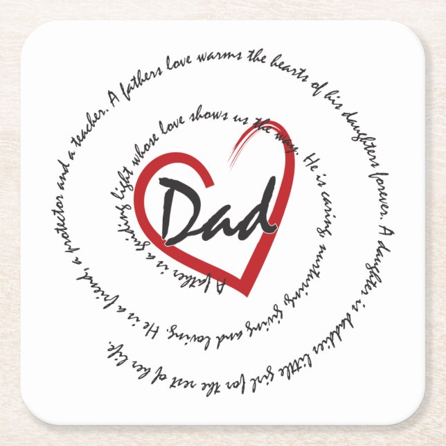 Dad - Fathers Day Square Paper Coaster (Front)