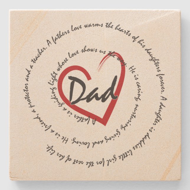 Dad - Fathers Day Stone Coaster (Front)