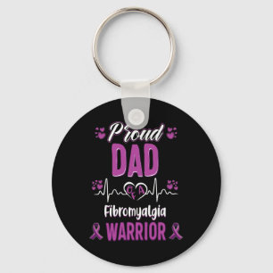 Dad Fibromyalgia Warrior Awareness Ribbon Purple Key Ring