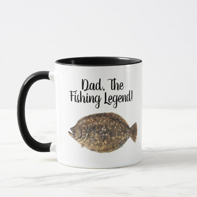 Dad Fishing Legend Flounder Fish Fisherman Mug (Left)