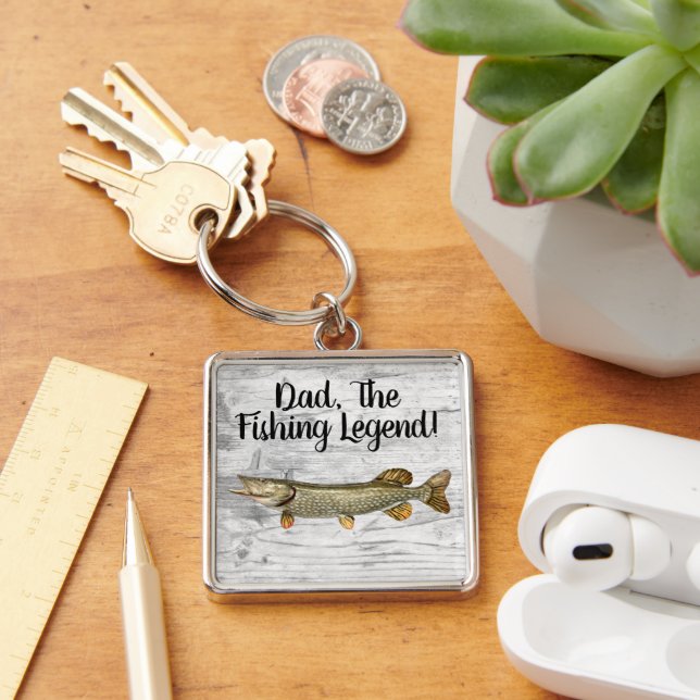 Dad Fishing Legend Northern Pike Fisherman Key Ring (Desk)