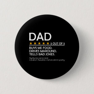 Dad Five Star Review Dad 5 Star Review Fathers Day 6 Cm Round Badge