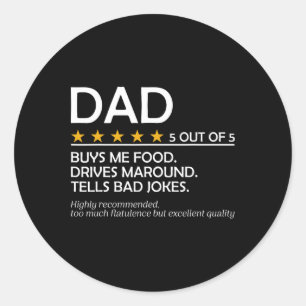 Dad Five Star Review Dad 5 Star Review Fathers Day Classic Round Sticker
