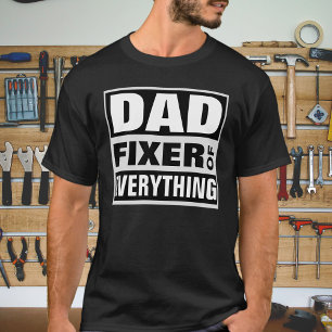 Dad Fixer of Everything Bold White Typography T-Shirt