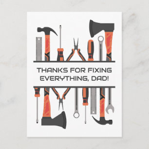 Dad Fixing Tools, Garage workshop, Father's Day, Holiday Postcard