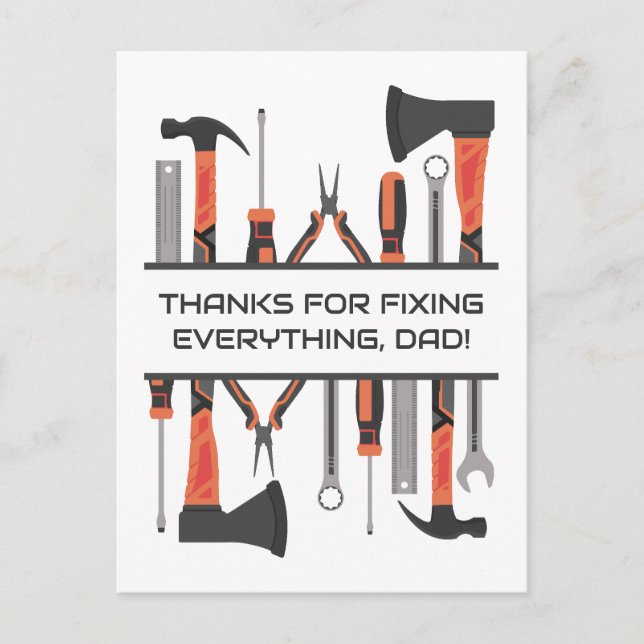 Dad Fixing Tools, Garage workshop, Father's Day, Holiday Postcard (Front)