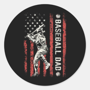 Dad Flag Gifts Dad Men Baseball Fathers Day Classic Round Sticker