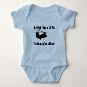 Dad Flies a CH 46 Helicopter Baby Bodysuit