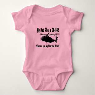 Dad Flies a CH-53E Helicopter Baby Bodysuit