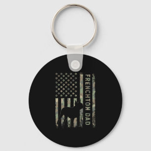 Dad French Bulldog Boston Terrier Camo Usa Flag Key Ring