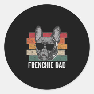 Dad French Bulldog Retro Apparel For Men Kids  Classic Round Sticker