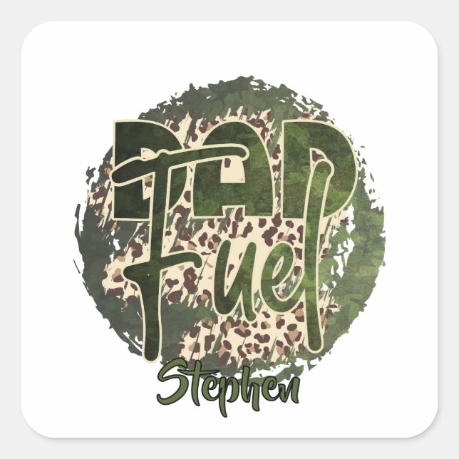 Dad Fuel Camouflage Design – Military-Inspired Square Sticker (Front)