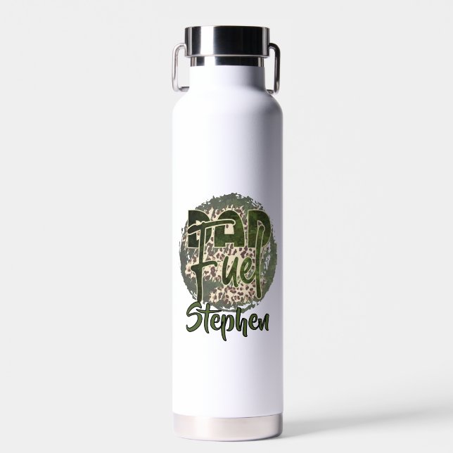 Dad Fuel Camouflage Design – Military-Inspired Water Bottle (Front)
