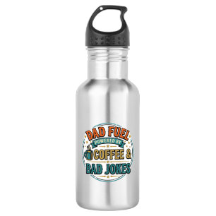 Dad Fuel Coffee and Bad Jokes Vintage Shirt Design 532 Ml Water Bottle