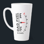 Dad Fuel Funny Father's Day Birthday Personalised Latte Mug<br><div class="desc">Dad Fuel Funny Father's Day Birthday Personalised Name Coffee Latte Mug features "Dad Fuel" in modern black script with a fuel indicator. Personalised with your name by editing the text in the text box provided. Perfect gift for Father's Day,  Christmas,  birthday and much more. Created by ©Evco Studio www.zazzle.com/store/evcostudio</div>