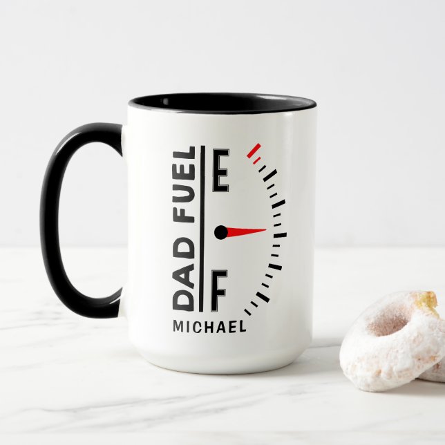 Dad Fuel Funny Father's Day Birthday Personalised Mug (With Donut)