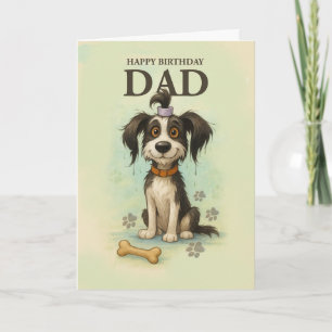 Dad Funny Birthday with Quirky Cute Dog Card
