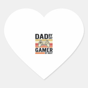 Dad Gamer Vintage Controller T-Shirt Design_1 Heart Sticker