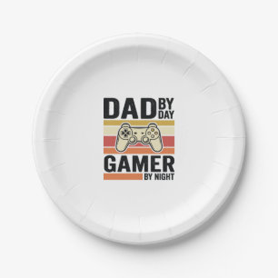 Dad Gamer Vintage Controller T-Shirt Design_1 Paper Plate