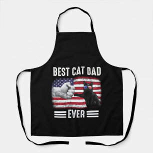 Dad Gift   Best Cat Dad Ever Flag USA Apron