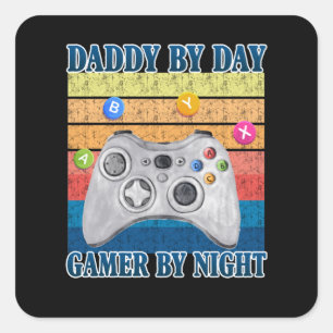 Dad Gift Daddy By Day Gamer By Night Square Sticker