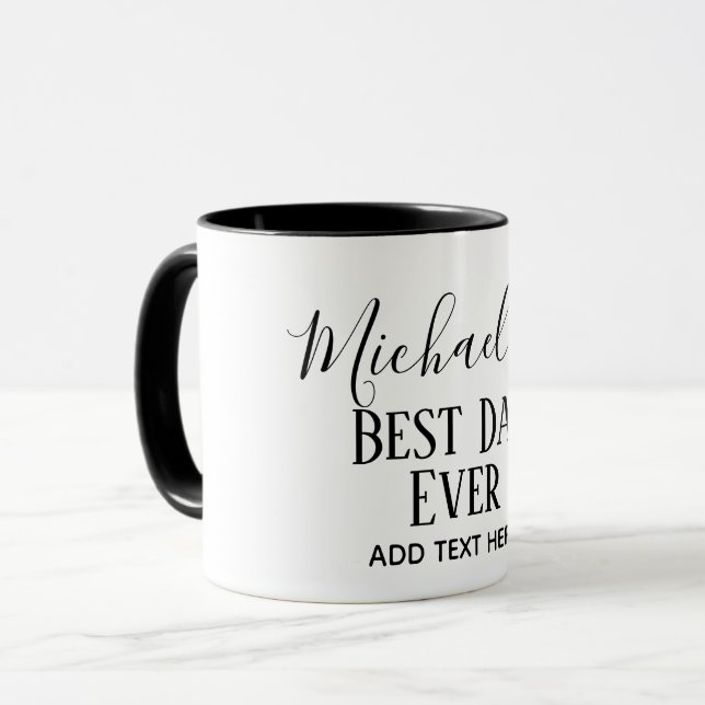 DAD Gift Personalised Classic Black White Mug (Front Left)