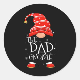 Dad Gnome Buffalo Plaid Matching Family Christmas  Classic Round Sticker