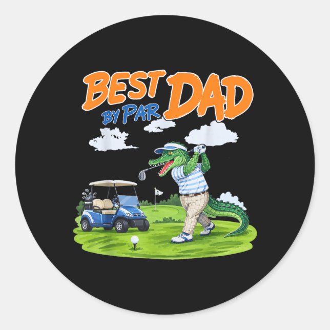 Dad Golf Gator Alligator Dad Classic Round Sticker (Front)
