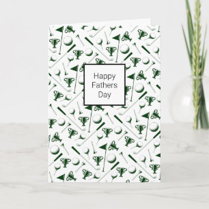 Dad Golfing white green black happy fathers day  Card