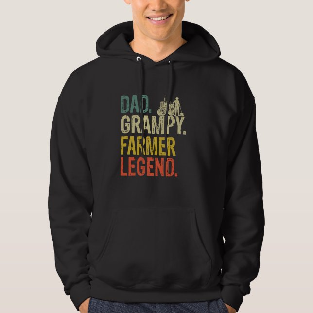 Dad Grampy Farmer Legend Cool Retro Hoodie (Front)