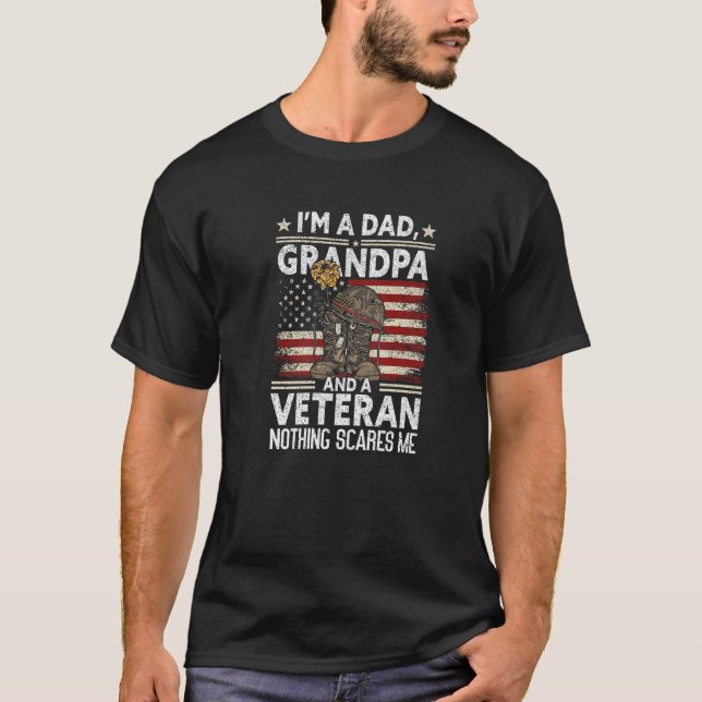 Dad Grandpa And A Veteran Proud American Veteran G T-Shirt (Front)