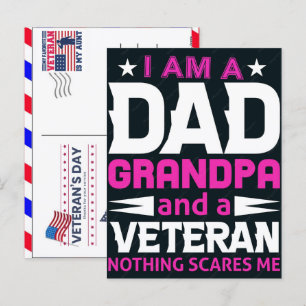 Dad Grandpa and Veteran Nothing Scares Me Holiday Postcard