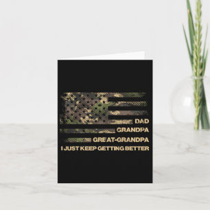Dad Grandpa Great Grandpa Camo Flag Fathers Grandp Card