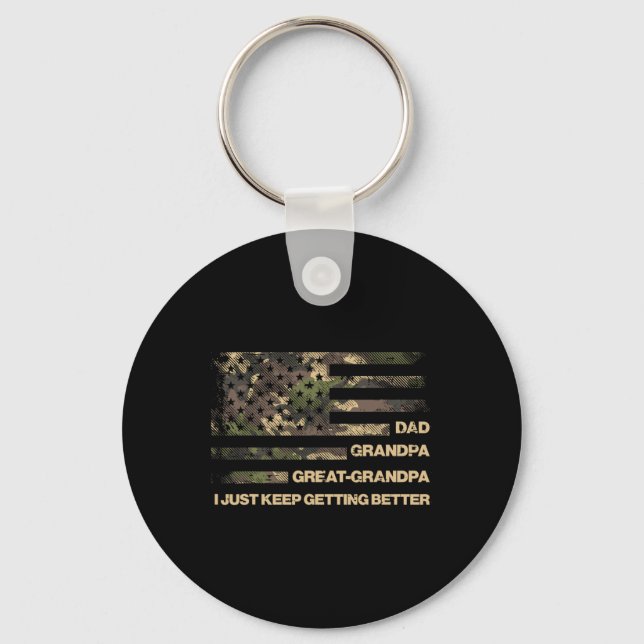 Dad Grandpa Great Grandpa Camo Flag Fathers Grandp Key Ring (Front)