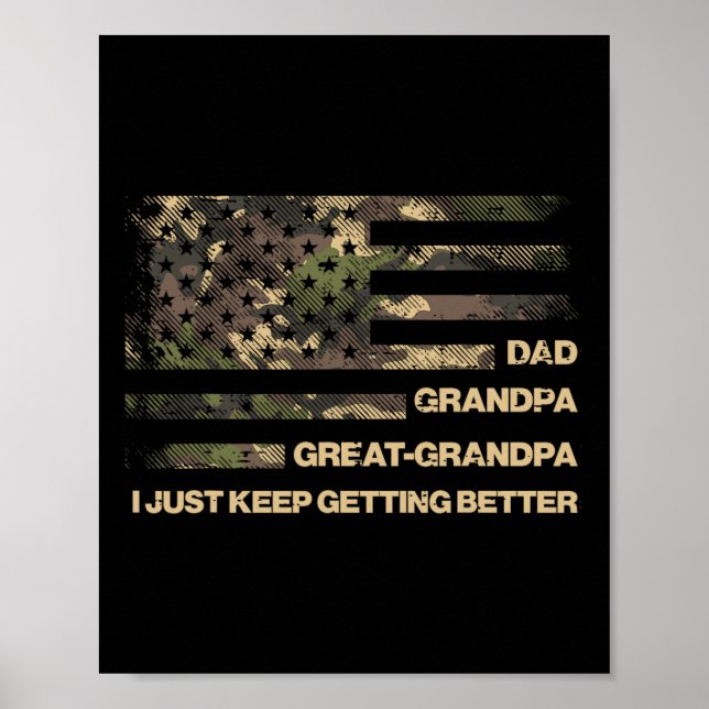 Dad Grandpa Great Grandpa Camo Flag Fathers Grandp Poster (Front)