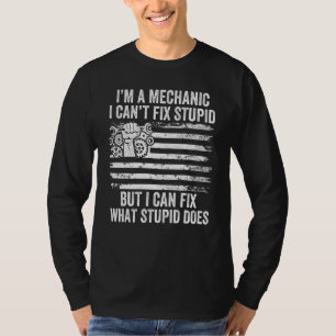 Dad Grandpa Husband Car Mechanic Us Flag Best Auto T-Shirt