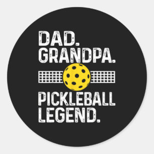 Dad grandpa pickleball legend tee player funny classic round sticker