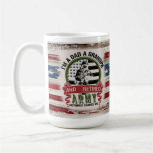 Dad Grandpa Retired Army Mug, USA Flag Gift Coffee Mug