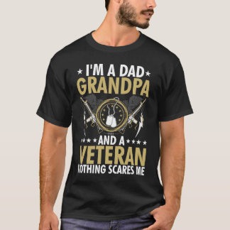 Dad Grandpa Veteran American Flag Patriotic Grandf T-Shirt