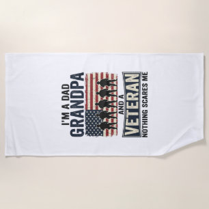 Dad Grandpa Veteran Patriotic Vintage Shirt Design Beach Towel