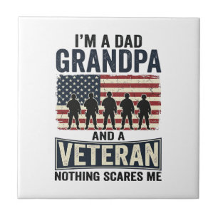 Dad Grandpa Veteran Patriotic Vintage Shirt Design Tile