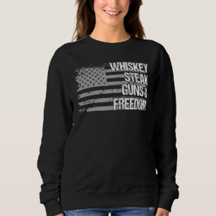 Dad Grandpa Veteran Us Flag Whiskey Steak Guns Fre Sweatshirt