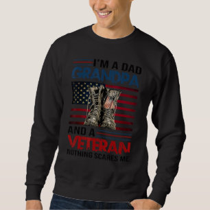 Dad Grandpa Veteran Usa Flag Combat Boots Dog Tag Sweatshirt