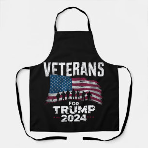 Dad Grandpa Veterans For Trump 2024 American Flag Apron